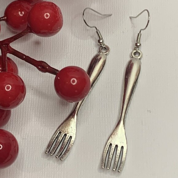 Fork Earring, Utensil Earring, Cooking Earring, Chef Earring, Funny Food Earring - Picture 2 of 4